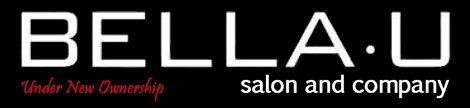 The logo of the brand Bella U Salon and company